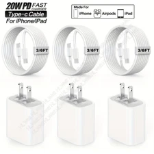 3Pack Fast USB-C Charger Cable Adapter For iPhone 14 13 12 11 Pro Max XS XR SE 8