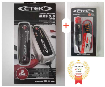 ctek cigarette charger CTEK Set 56-998 Charger MXS 5.0 + Cigarette Lighter Charging Cable 56263 EU  plug