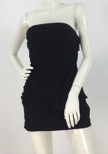 Leifsdottir vintage black suede/leather ruched strapless mini dress Size 6 - Picture 11 of 11