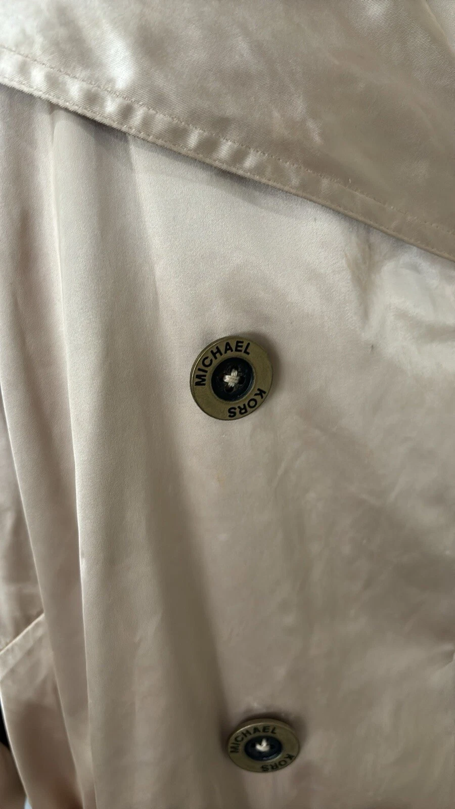 Michael Kors Trench Cappotto Taglia 3X Donna Doppiopetto Cintura Oro Metallizzato