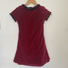 Vintage LAURA ASHLEY Red Velvet Dress Raffle Trim 90s Cottagecore Fairy Girls 6X