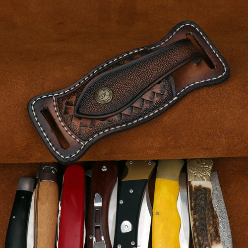 TOURBON Cuero Hoja Plegable Cuchillo Funda Cinturón EDC Cuchillos Cubierta Estuche Horizontal - Imagen 22 de 24