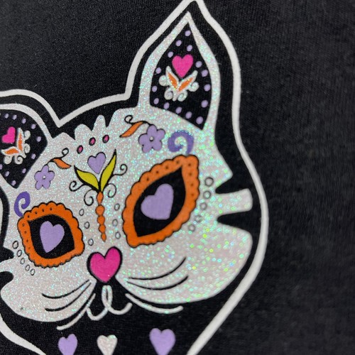 Girls Halloween Shirt Sleeve T-Shirt Size XS (4-5). NWT! Cat Skeleton Shirt. - Picture 4 of 5