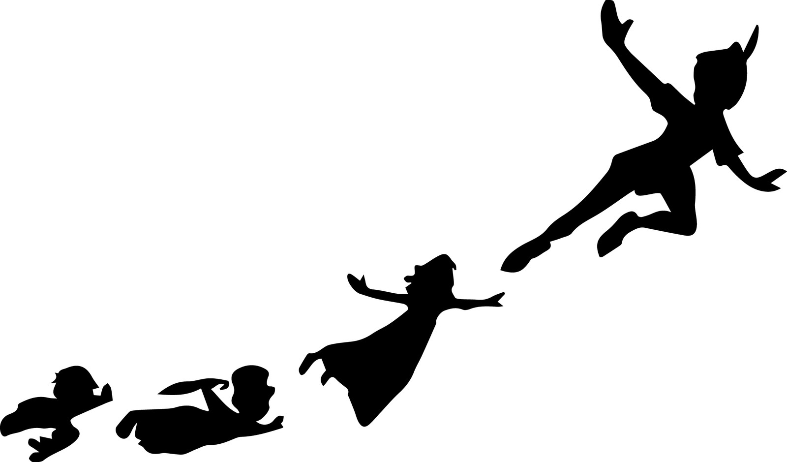 Window Wall Display Peter Pan & Gang Flying Silhouette Decal Vinyl Sticker