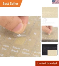 Universal English Keyboard Stickers - Transparent with White Letters for Laptops