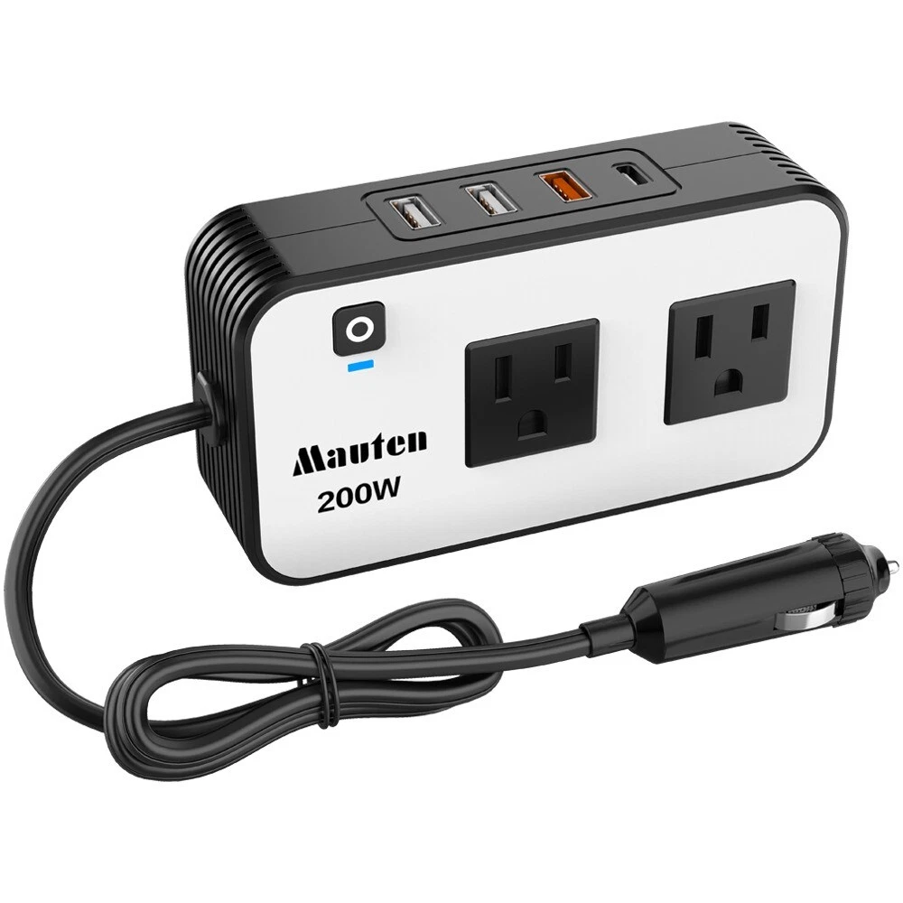 200W Car Power Inverter Fast Car Charger Adapter with Plug Outlet
