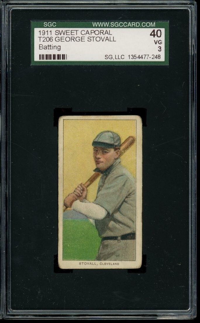 1909-11 T206 George Stovall Batting Sweet Caporal SGC 3 VG LOOK!
