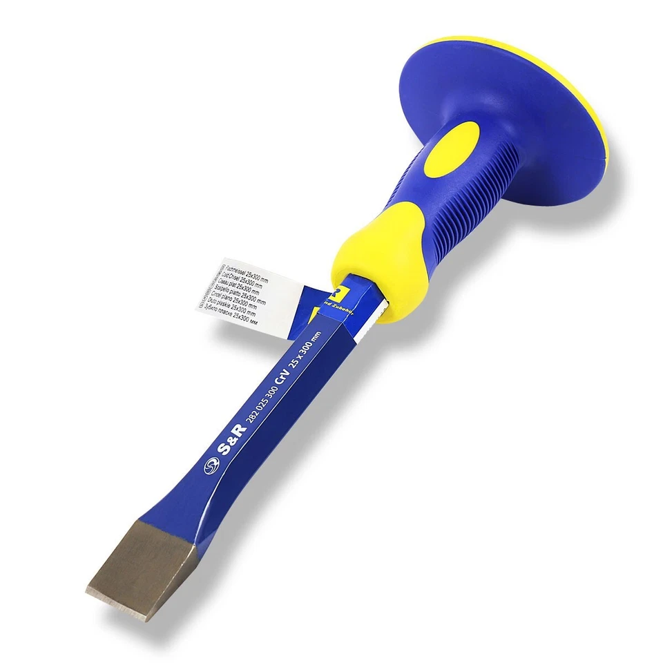 S&R Flachmeissel mit Handschutz 25 x 300 mm, 40CRV, 52-58 HRC