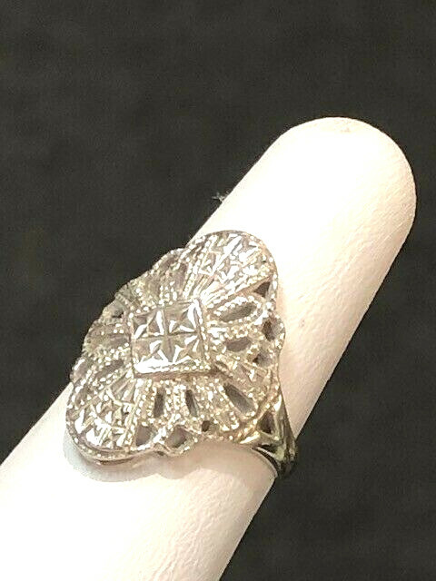 ANTIQUE DIAMOND RING WHITE GOLD RING SOLID GOLD R… - image 8