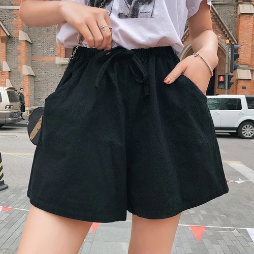 Lady Women Cotton Linen Baggy Shorts Pants Casual Wide Leg Oversized Summer Cute - Bild 5 von 21