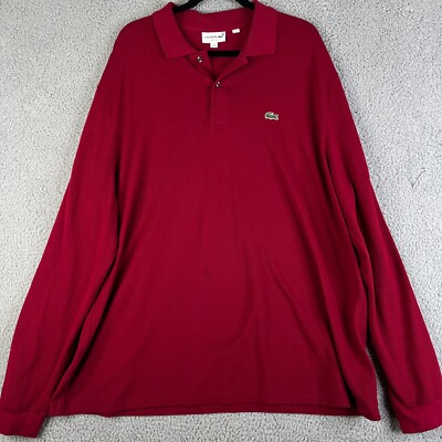 Lacoste Polo Shirt Mens 4XL Red Classic Fit Long Sleeve Pullover