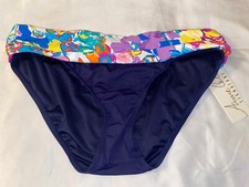 NWT Anne Cole Signature Floral Sash Swimsuit Bikini Bottom L Navy Multi A18