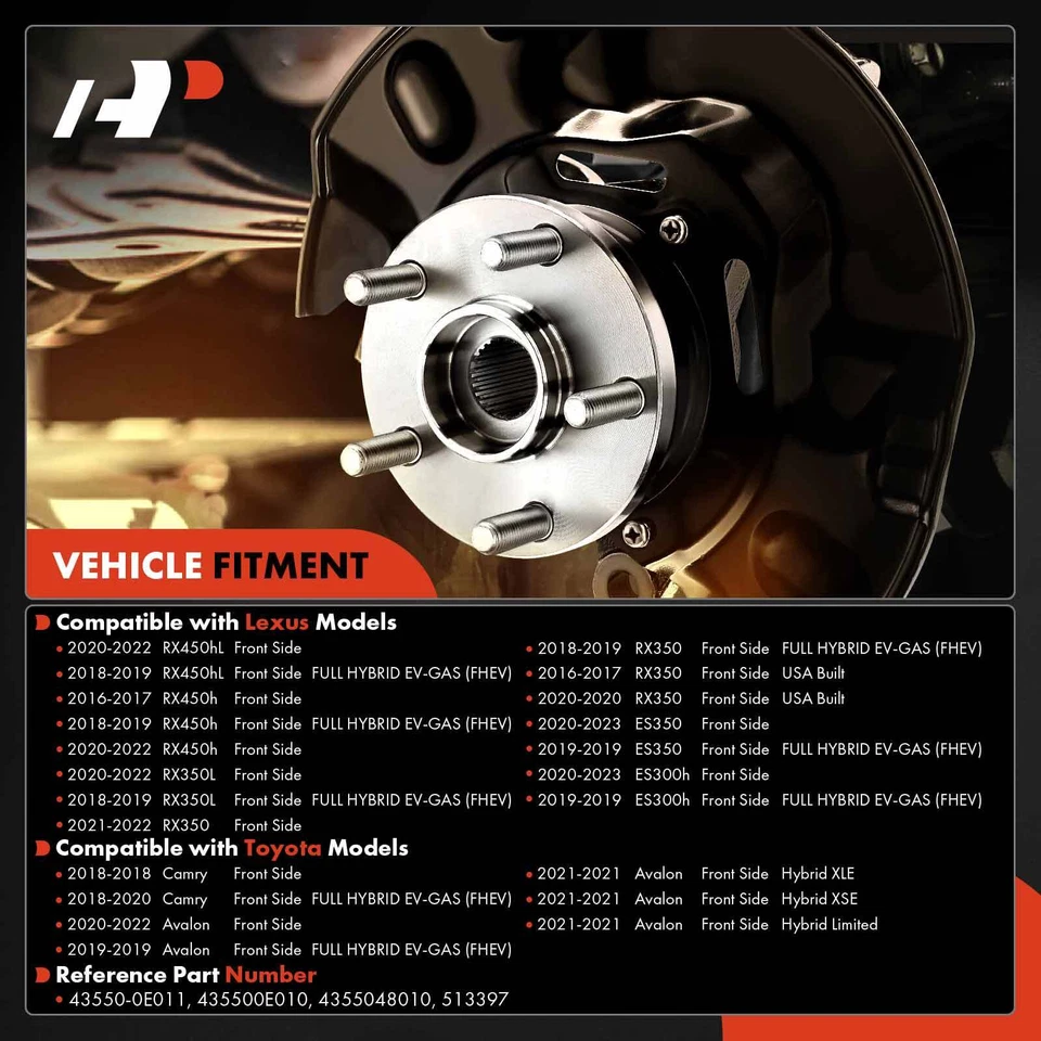 2x Conjunto de cojinetes de cubo de rueda delantera A-Premium para Lexus RX350 RX450h RX350L RX450hL Foto 2 de 4