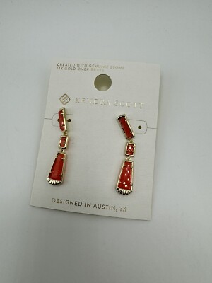 Kendra Scott Serena Linear Earrings Coral Orange