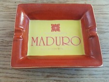 Maduro Imported Tabacco Ceramic Cigar Ashtray Mid Century 7.25" x 6" x 1.25"