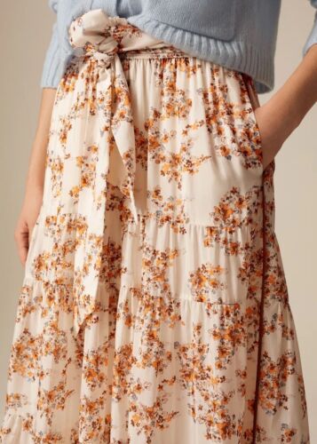 Me+Em Silk Cotton Wisteria Print Maxi Skirt With Belt Size UK12 US8 rrp £195 EUC - Picture 1 of 10