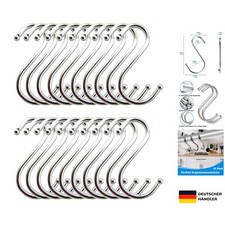 20 Stück Edelstahl Haken zum Einhängen Küchenhaken Aufhängen für Küche Garderobe