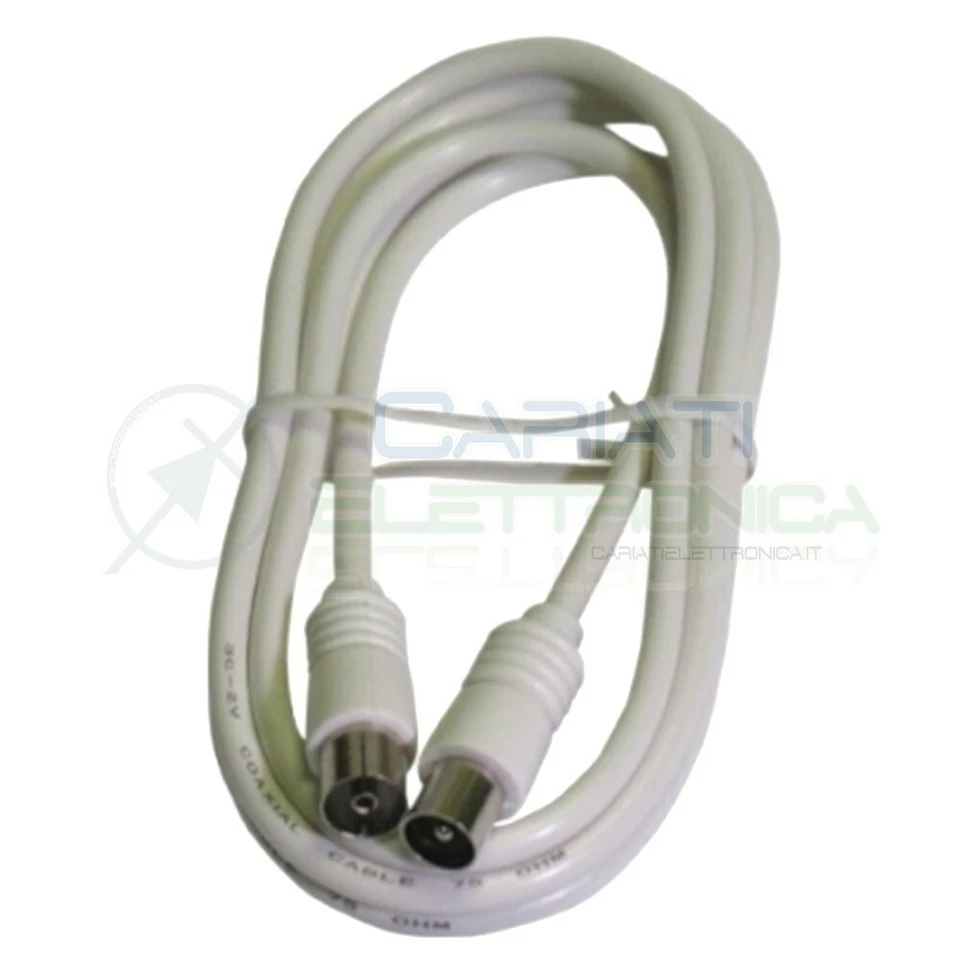 CAVO CAVETTO ANTENNA TV VIDEO MASCHIO FEMMINA DA 1,5 metri Bianco 75 ohm