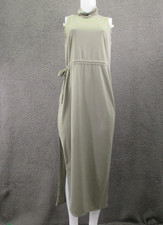 Open Edit Sleeveless Women s Midi Dress M Olive Modal Blend 4426