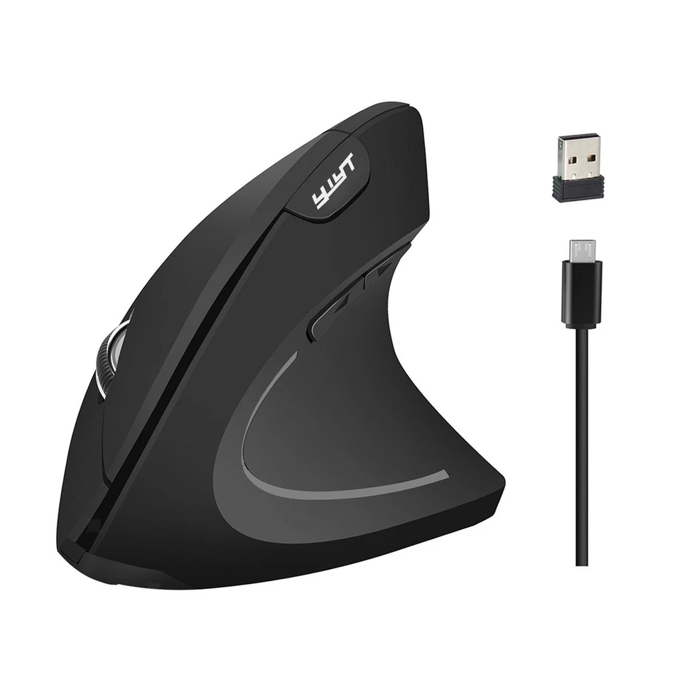 ABS 2.4G Optical Vertical Mouse Mice Ergonomic Mouse for Office Home Black - Image 2 of 4