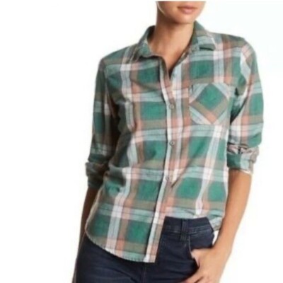 Cur­rent/El­liott Womens The Slim Boy Shirt Plaid Long Sleeve But­ton Down