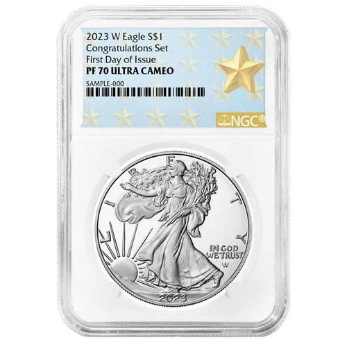 2023-W $1 1-oz Proof American Silver Eagle Congratulations Set NGC PF70UC FDI...
