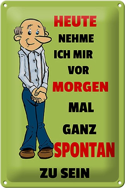 Blechschild Spruch 20X30Cm Vornehmen Morgen Spontan Zu Sein Deko Schild Tin Sign-image