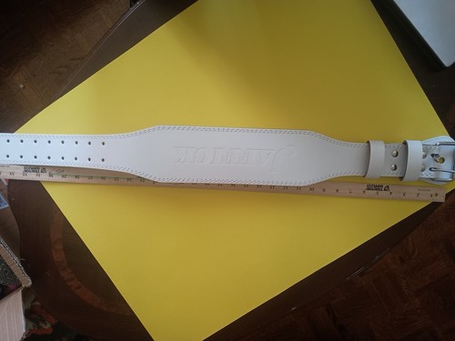 Jaffick Genuine Leather Weightlifting Gym Belt, Color White - Picture 5 of 6