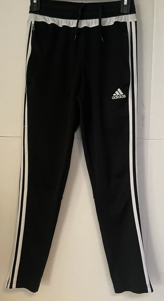 ADIDAS Climacool youth girls zip leg black 3 white stripe track pants M  10-12 yr