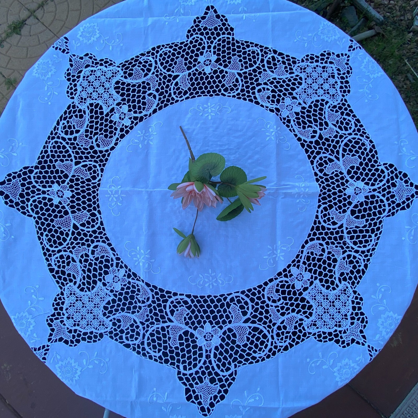 Linen Tablecloth White/ivory Round