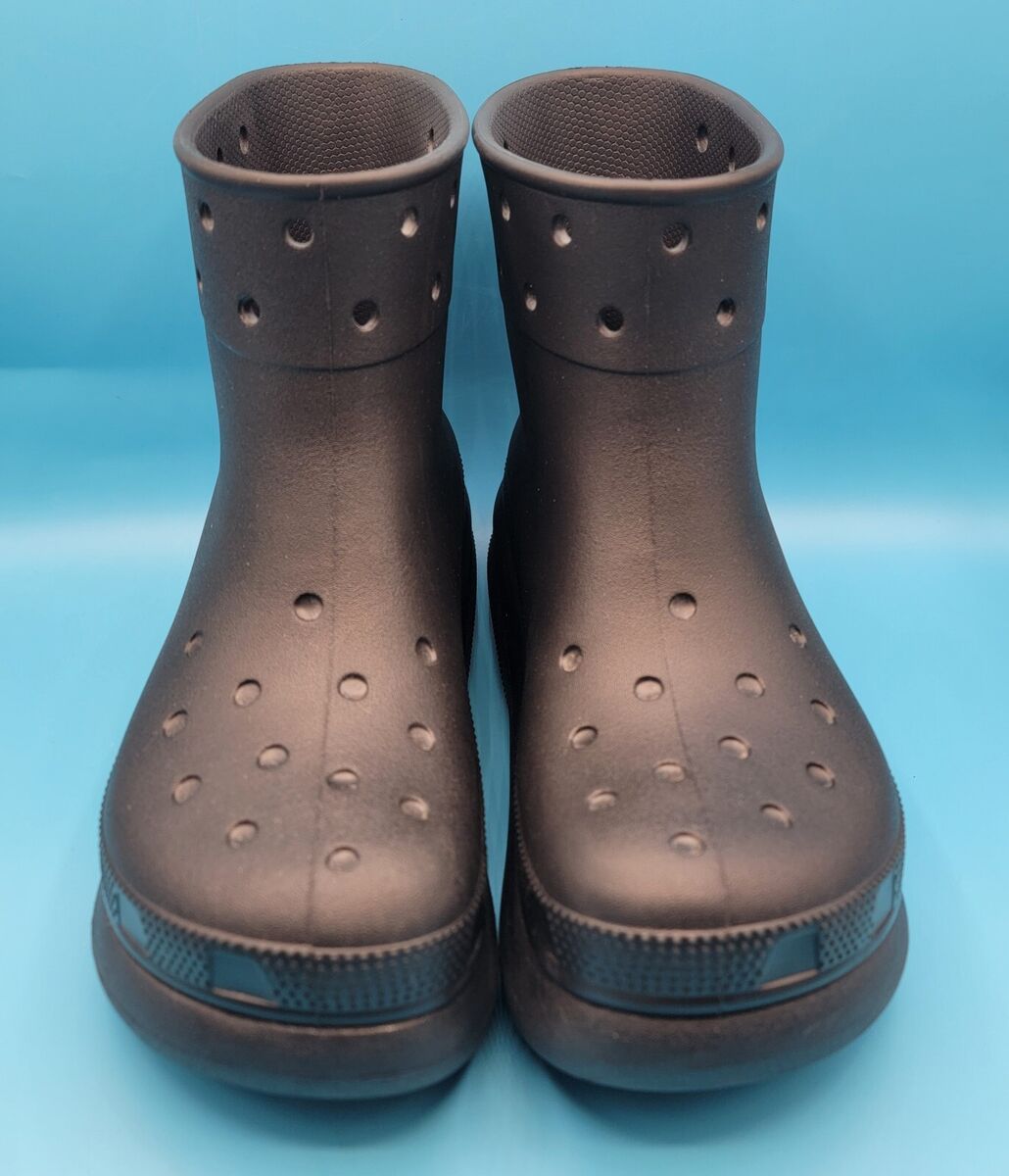 Crocs Classic Crush Black Rain Boot Lightweight Comfy Size Crocs Classic Crush Black Rain Boot Lightweight Comfy Size