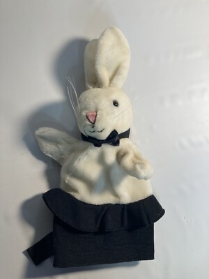Vtg 1985 Dakin Magician White Bunny Rabbit Puppet Top Hat 15 '' Plush Toy Cute