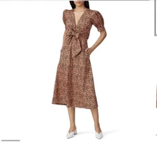 RTR Love, Whit Dotted Puffed Sleeve Midi Dress Small