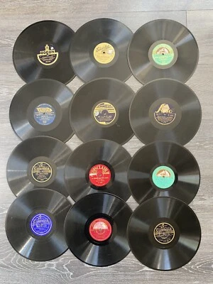 Lot 12 Vinyles 78 Tours Columbia,Odéon 25cm + Classeur + Donne 6 Autres Vinyles - Photo 1/4