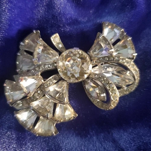 MCM Vtg Signed Eisenberg Ice Brooch 2" Collectible Classic Formal HollywoodBling