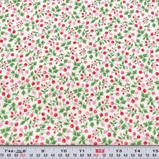 Red & Pink Berries Florals on White Unbranded Cotton Fabric by the HALF YARD