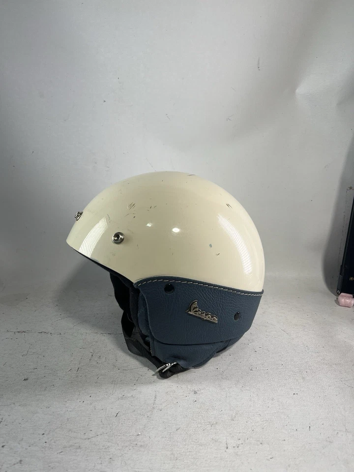 Casco de scooter de cuero vintage Demi Jet Vespa Taly ¿policía? Sin visera genial #s3 Foto 2 de 4