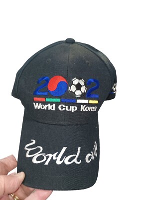Vintage 2002 Korea World Cup Soccer Black Embroidered Adjustable