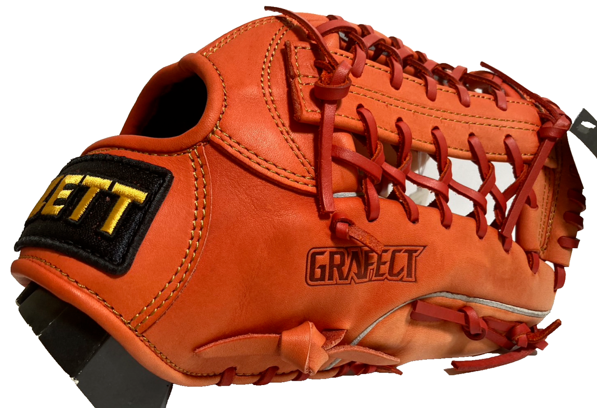 ZETT Baseball Vintage Glove Orangered Natural Leather with