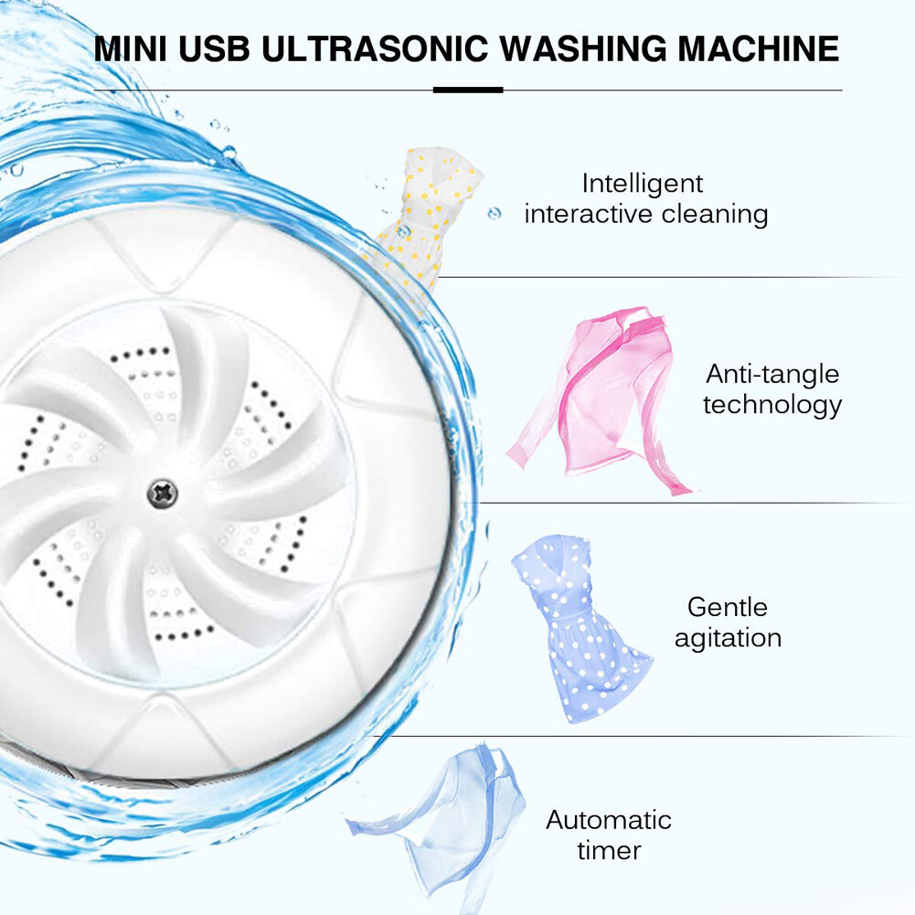 Mini Portable Ultrasonic Turbine Washing Machine Spin Dryer Laundry Washer