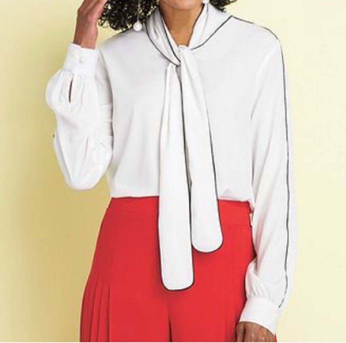 Women's Business Work day night Church White Tie Blouse shirt top size  22W2X USA