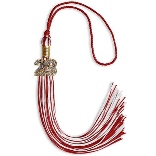 Endea Graduation Red/White Mixed Color Tassel With Gold Date Drop - Picture 21 of 21