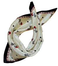 21"X21""White Lovely Dogs Print Pure Mulberry Satin Silk12momme Scarf 53x53cm455