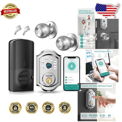Multi-Access Smart Door Lock with Fingerprint, Keypad & Auto-Lock - Easy Install