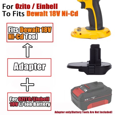 For Ozito/Einhell 18V Li-Ion Battery Adapter To Fits Dewalt 18V Ni-Cd Drill Tool