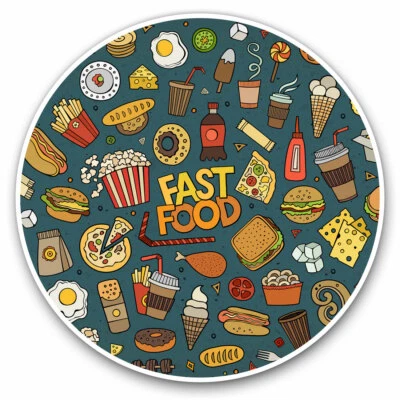 DESTINATION VINYL LTD 2 x Vinyl Stickers 10cm - Fast Food Burger Chips Takeaway Cool Gift #16456
