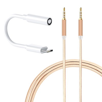 High Grade Type C 3.5mm Audio Cable & DAC Chip + Aux Cable fit Google Pixel 3 XL