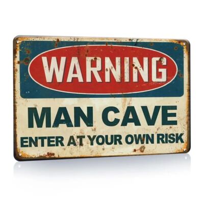 Blechschild Man Cave Männerhöhle eigenes Risiko 30x20cm Retro Vintage TE431