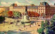 Paris Place de la Republique illustrierte Postkarte L.V.Cie Aa4 unbespielt