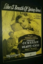 Like a Breath of Springtime Dolores Costello Hearts in Exile Sheet Music Ukelele